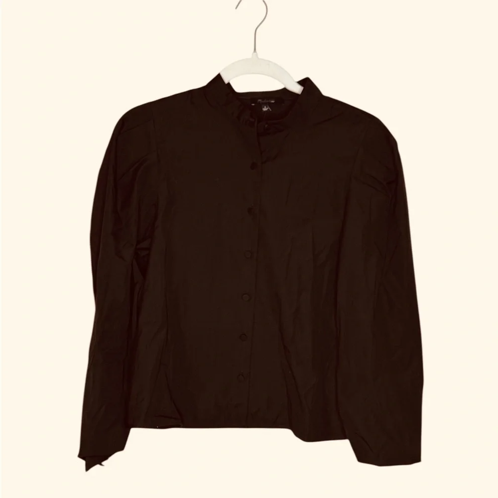 Madewell Women’s Puff-Sleeve Button-Up Cotton Shirt Blouse NWT S Molasses
